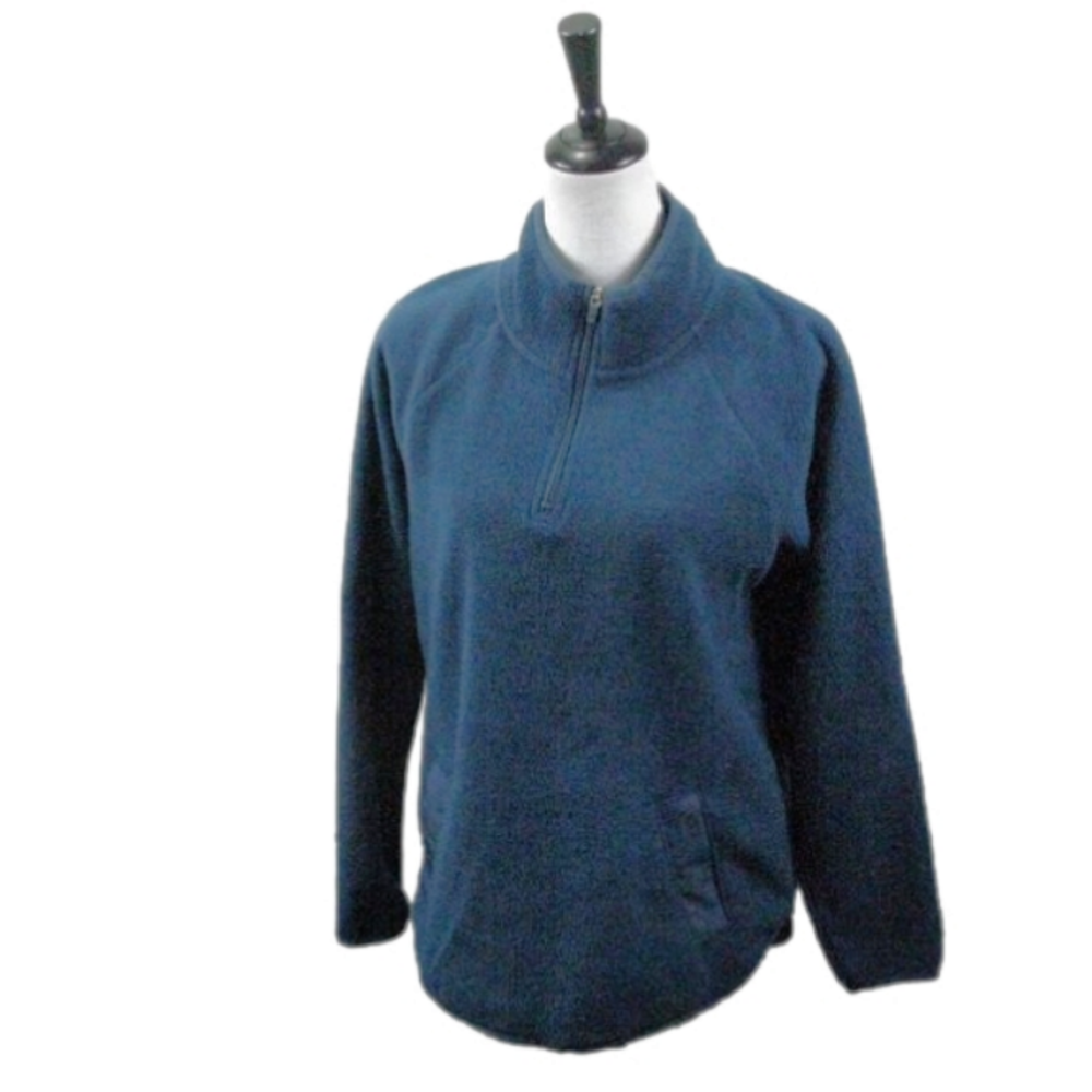 Tek Gear Teal Fleece Quarter Zip Front Top Size Medium